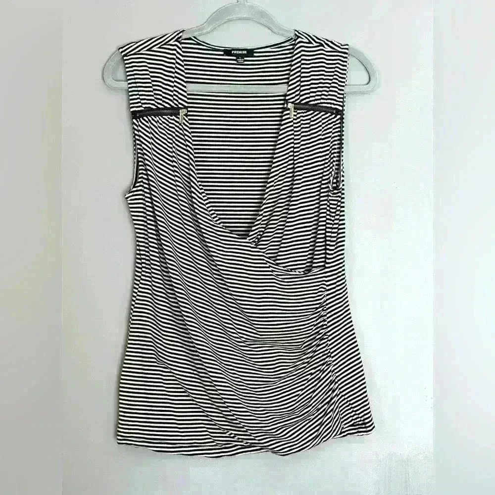 Premise Black & White Stripe Women's Shirt (X7)